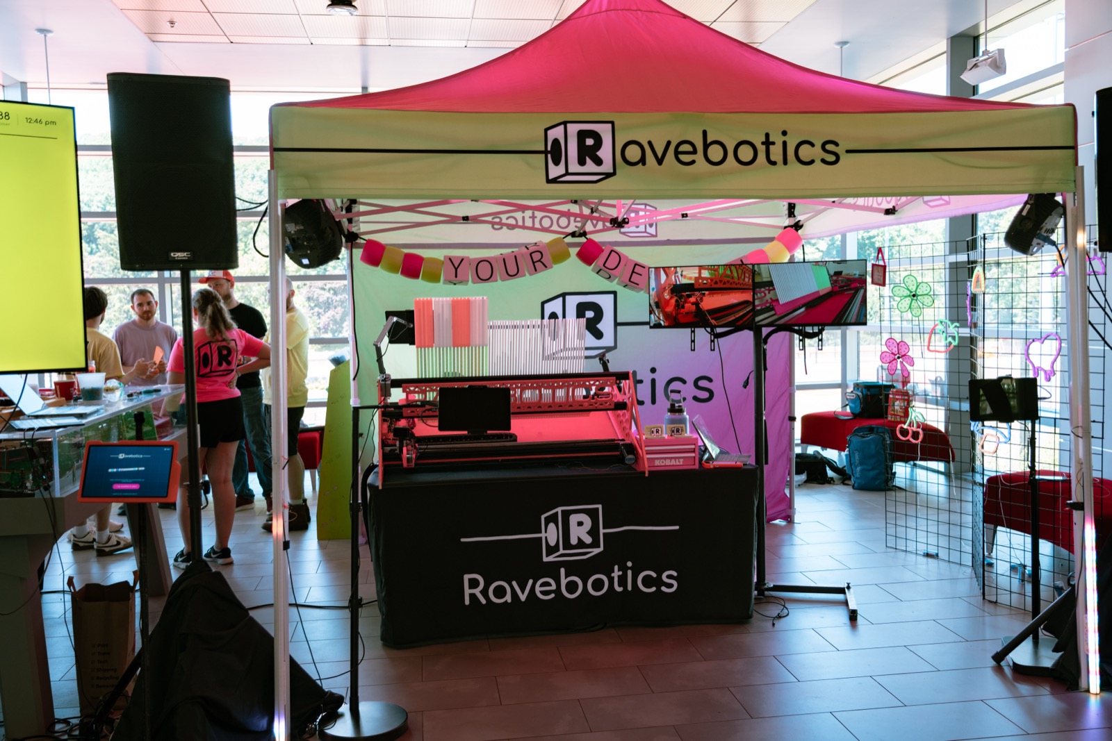 the Ravebotics booth live at an event