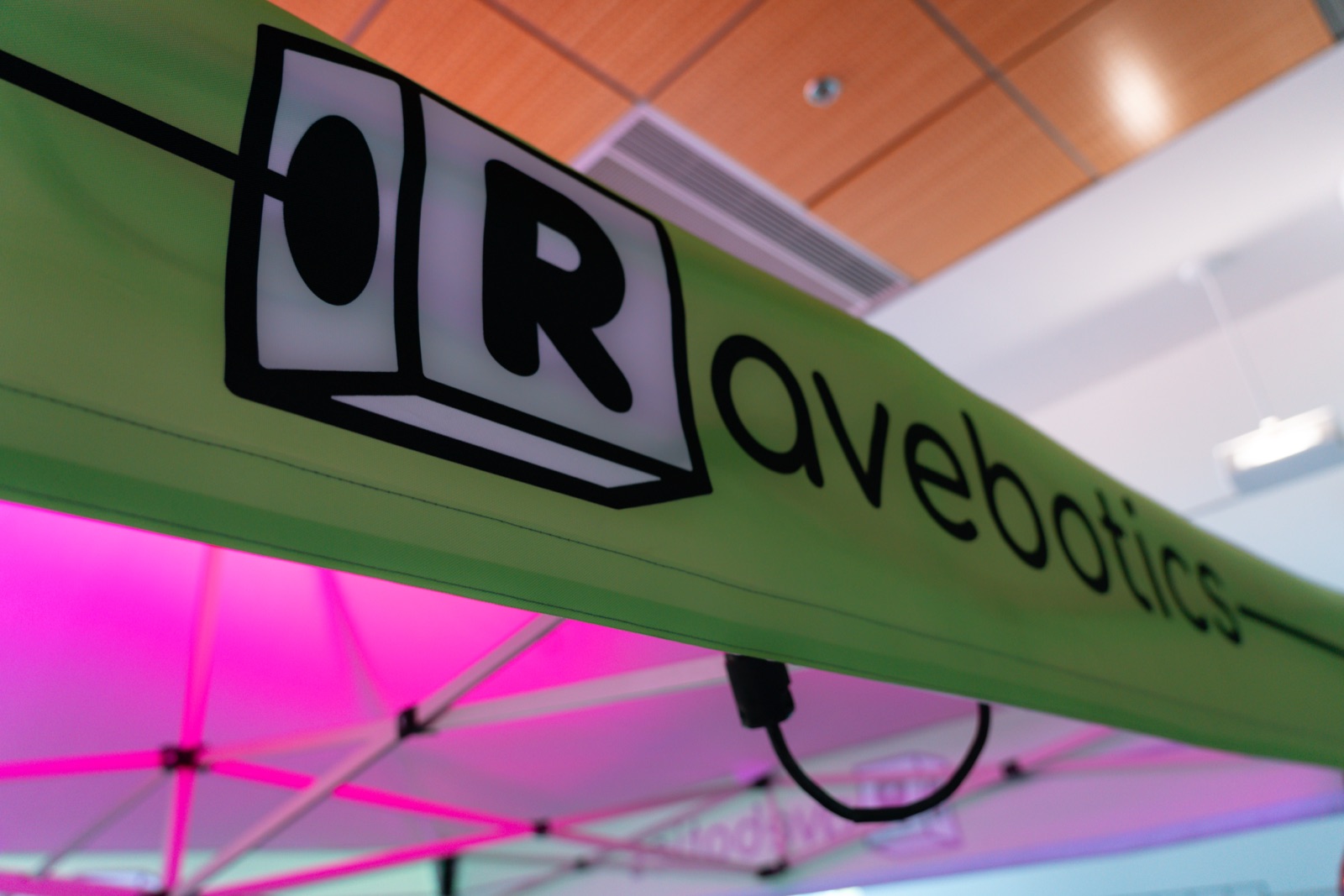 the Ravebotics booth canopy
